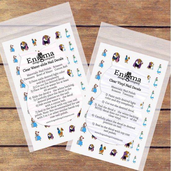 Beauty & the Beast Maid Belle Nail Decals 