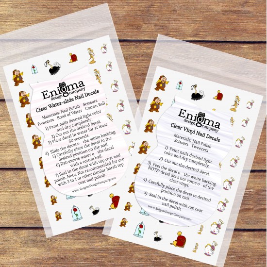 Beauty & the Beast Character Nail Decals 
