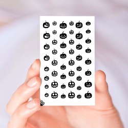 Halloween Jack O'lantern Black & White Nail Decals