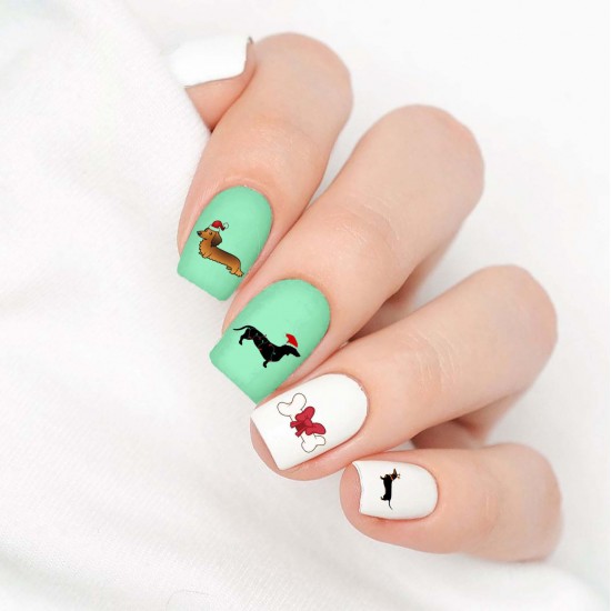 Dachshund Christmas Nail Decals 