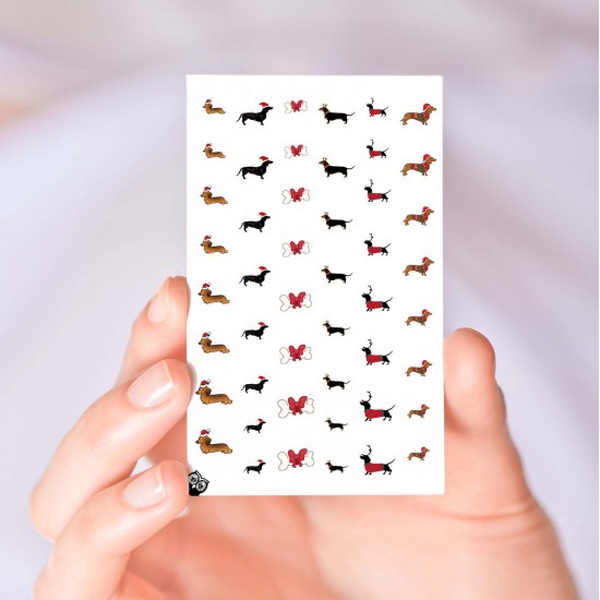 Dachshund Christmas Nail Decals 