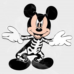 Mickey Halloween Skeleton Static Cling Decal