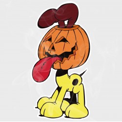 Garfield Odie with Pumpkin Halloween Vinyl Decal 