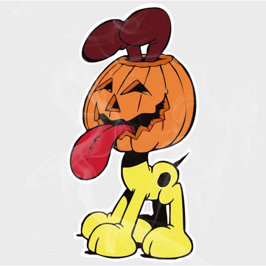 Garfield Odie with Pumpkin Halloween Static Cling Decal 