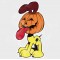 Garfield Odie with Pumpkin Halloween Static Cling Decal 