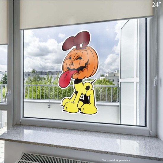 Garfield Odie with Pumpkin Halloween Static Cling Decal 