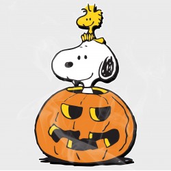 Peanuts Snoopy & Woodstock Halloween Pumpkin Vinyl Iron-On Decal 