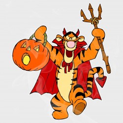 Tigger Halloween Devil Static Cling Decal