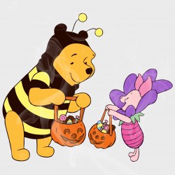 Pooh & Piglet in Halloween Costumes Static Cling Decal 