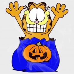 Garfield in Halloween Candy Bag Static Cling Decal 