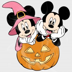 Mickey & Minnie Halloween Pumpkin Static Cling Decal