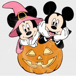 Mickey & Minnie Halloween Pumpkin Static Cling Decal