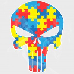 Autism Awareness Skull Static Cling Decal
