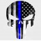 Thin Blue Line Skull Vinyl Iron-On Decal