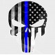 Thin Blue Line Skull Vinyl Iron-On Decal