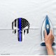 Thin Blue Line Skull Vinyl Iron-On Decal