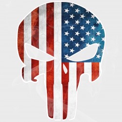 American Flag Skull Static Cling Decal