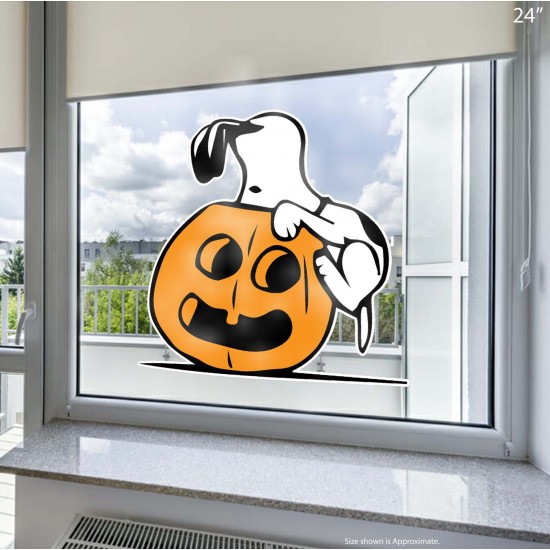 Peanuts Snoopy Peeking in Pumpkin Halloween Static Cling Decal 