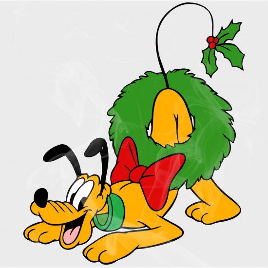 Pluto Christmas Wreath Vinyl Decal