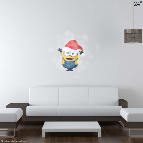 Minion in Christmas Santa Hat Vinyl Decal 