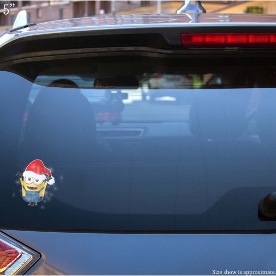 Minion in Christmas Santa Hat Vinyl Decal 