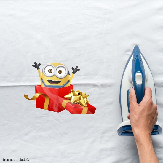 Minion Christmas Present Vinyl Iron-On Decal 