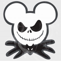Mickey Jack Skellington Head Static Cling Decal
