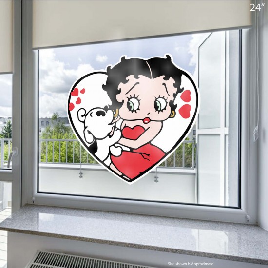 Betty Boop & Pudgy Love Static Cling Decal 