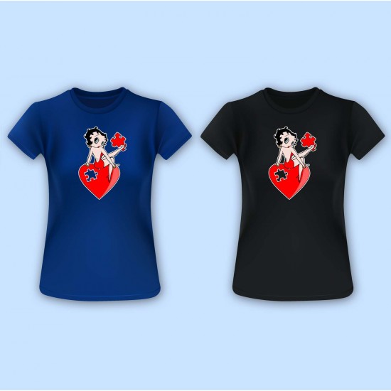 Betty Boop Heart Puzzle Vinyl Iron-On Decal 