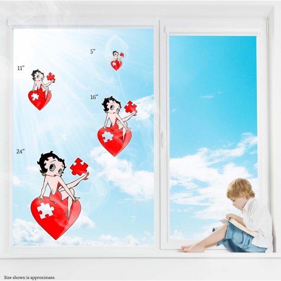 Betty Boop Heart Puzzle Static Cling Decal 