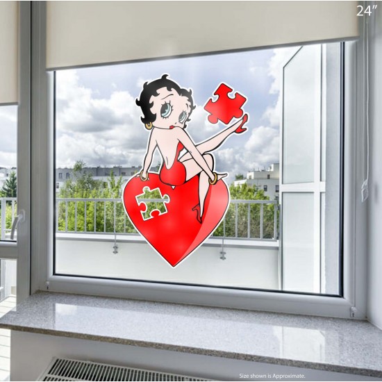 Betty Boop Heart Puzzle Static Cling Decal 