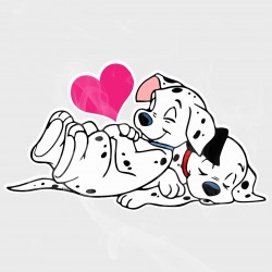 Dalmatians Puppy Love Static Cling Decal