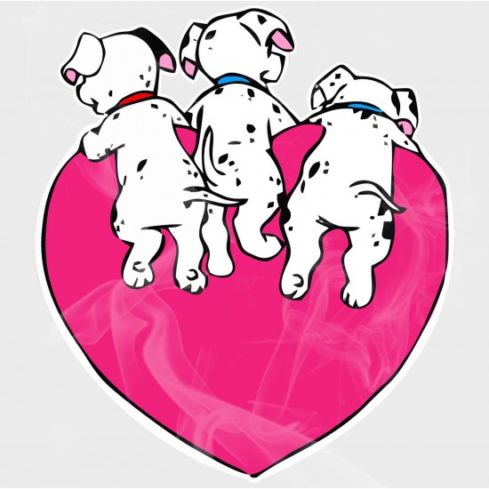 Dalmatians Puppy Bottoms Heart Static Cling Decal