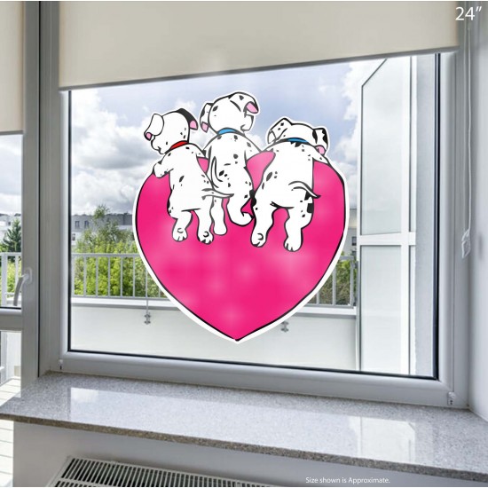 Dalmatians Puppy Bottoms Heart Static Cling Decal