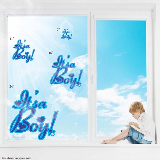 Baby Shower It's a Boy! Static Cling Decal 