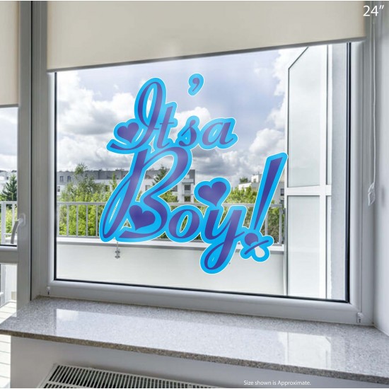 Baby Shower It's a Boy! Static Cling Decal 