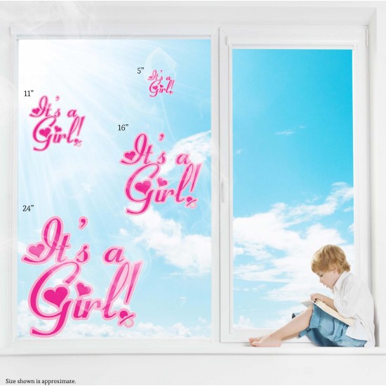 Baby Shower It's a Girl! Static Cling Decal
