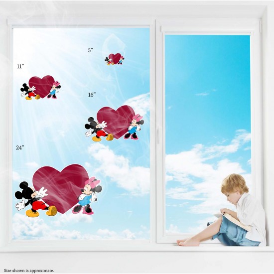 Mickey & Minnie Heart Collection (Hide & Seek Heart) Static Cling Decal 