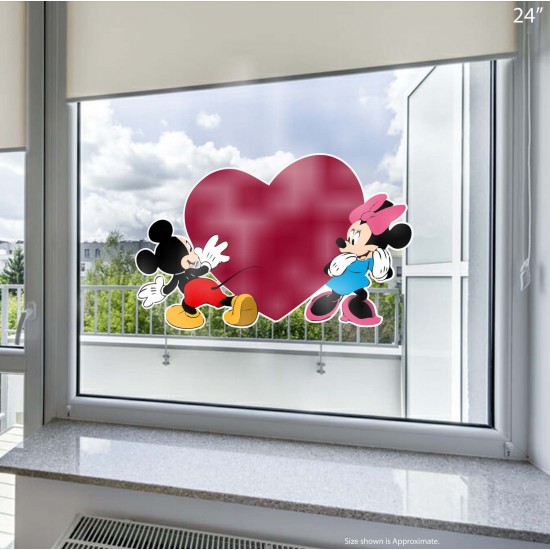 Mickey & Minnie Heart Collection (Hide & Seek Heart) Static Cling Decal 