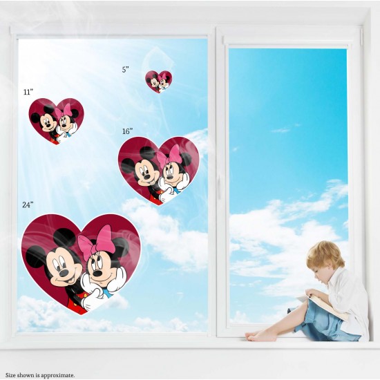 Mickey & Minnie Heart Collection (Love) Static Cling Decal 
