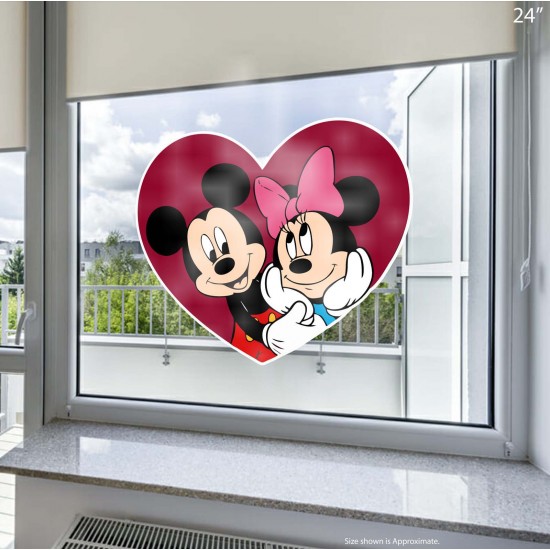Mickey & Minnie Heart Collection (Love) Static Cling Decal 