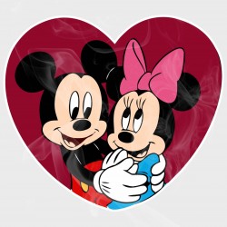 Mickey & Minnie Heart Collection (Hug) Vinyl Iron-On Decal 