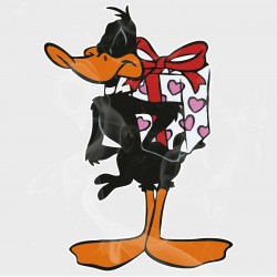 Daffy Duck Heart Present Static Cling Decal