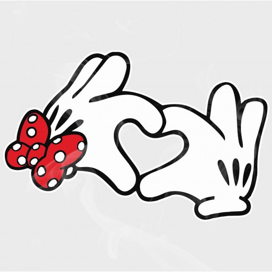 Mickey & Minnie Heart Hands Static Cling Decal 