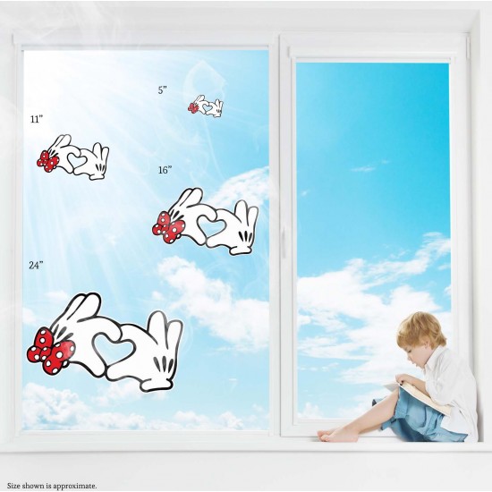 Mickey & Minnie Heart Hands Static Cling Decal 