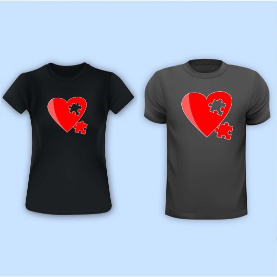 Heart Puzzle with Missing Piece Vinyl Iron-On Decal 