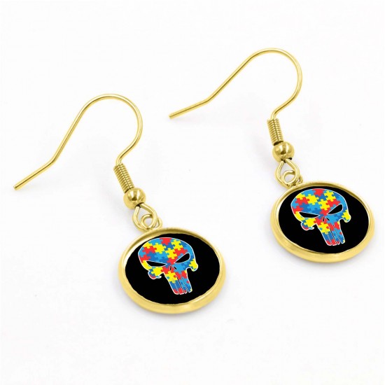 Autism Awareness Skull Earrings Jewelry Autism Support Accessories Autism Awareness Skull Earrings Jewelry Autism Support Accessories