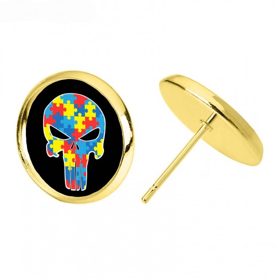 Autism Awareness Skull Earrings Jewelry Autism Support Accessories Autism Awareness Skull Earrings Jewelry Autism Support Accessories