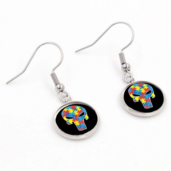 Autism Awareness Skull Earrings Jewelry Autism Support Accessories Autism Awareness Skull Earrings Jewelry Autism Support Accessories