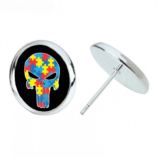 Autism Awareness Skull Earrings Jewelry Autism Support Accessories Autism Awareness Skull Earrings Jewelry Autism Support Accessories